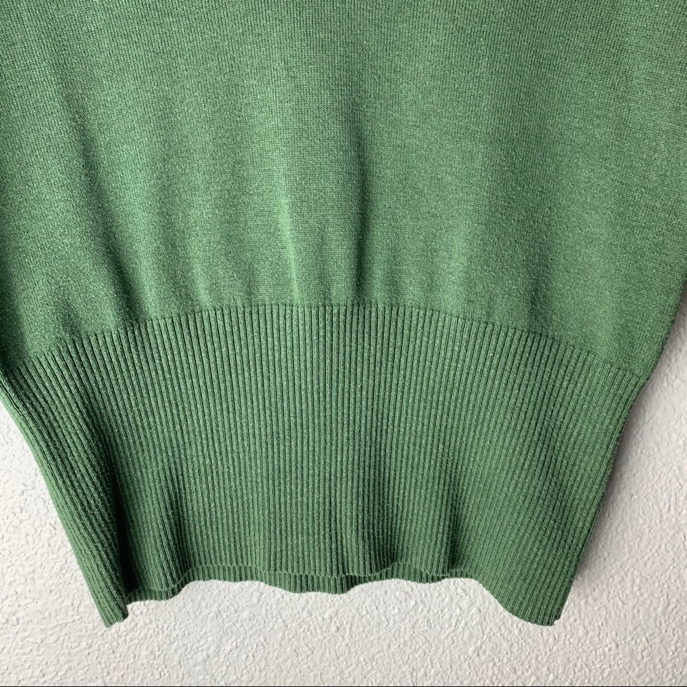 SO v-neck army green Sweater knit fitted Ribbed waist crop length Sz Xs-M Y2K - Picture 4 of 11